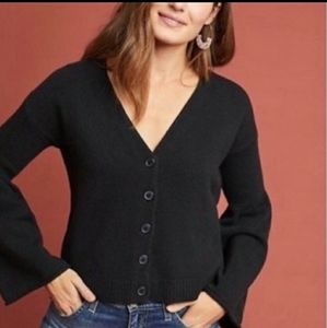 Anthropologie Moth bell sleeve cropped black cardigan sz small